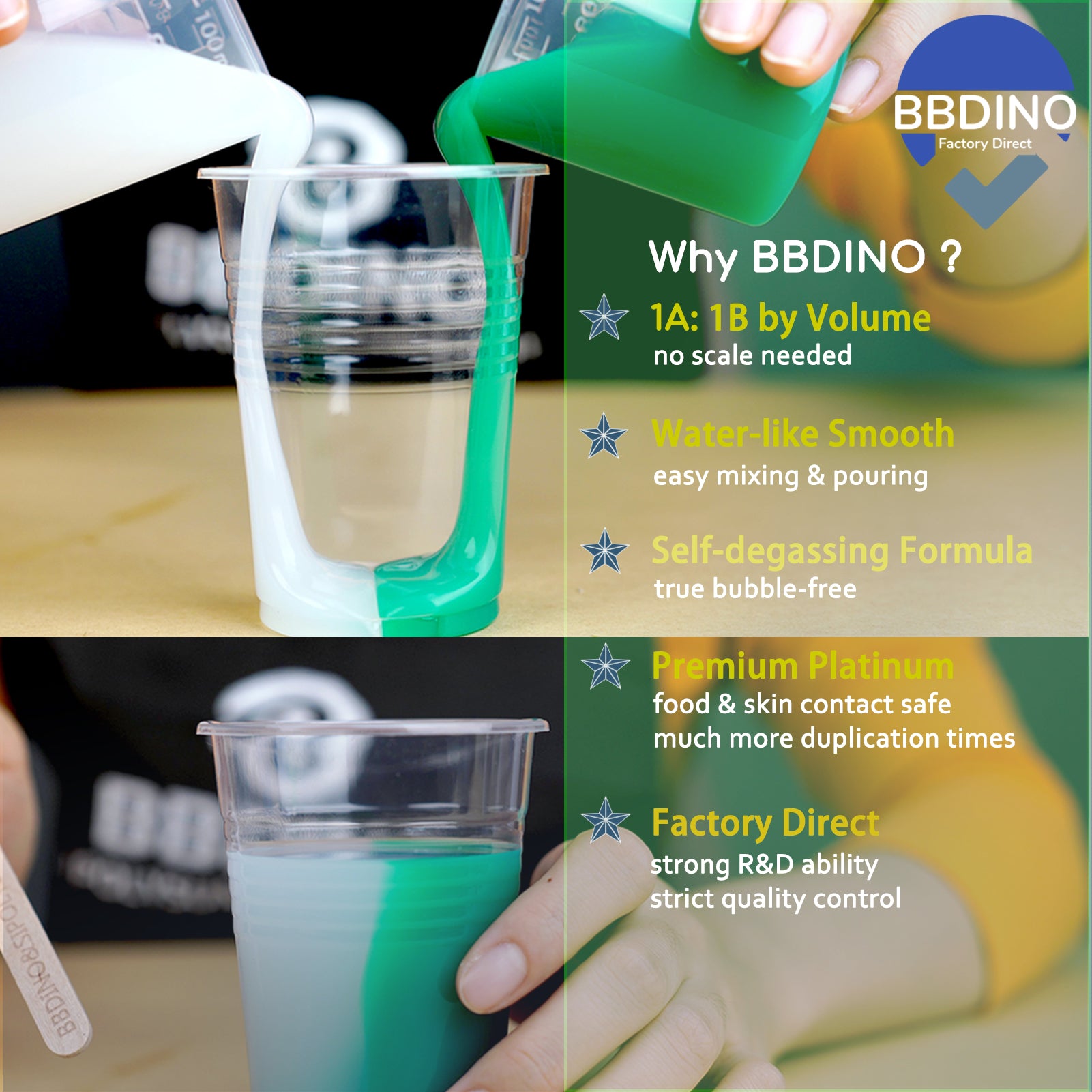 BBDINO Super Elastic Silicone Mold Making Rubber 1 Gallon Kit Platinum –  BBDINO Direct